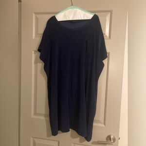 Plus sized Lands End terrycloth navy coverup